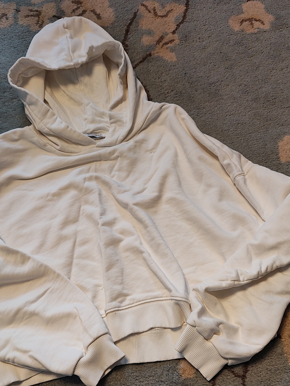 Zara White Hooded Women's Cropped Sweatshirt